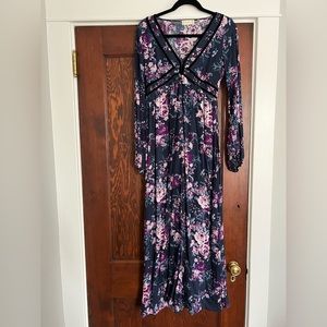 Altar'd State Floral V Neck Maxi Dress Size Small
